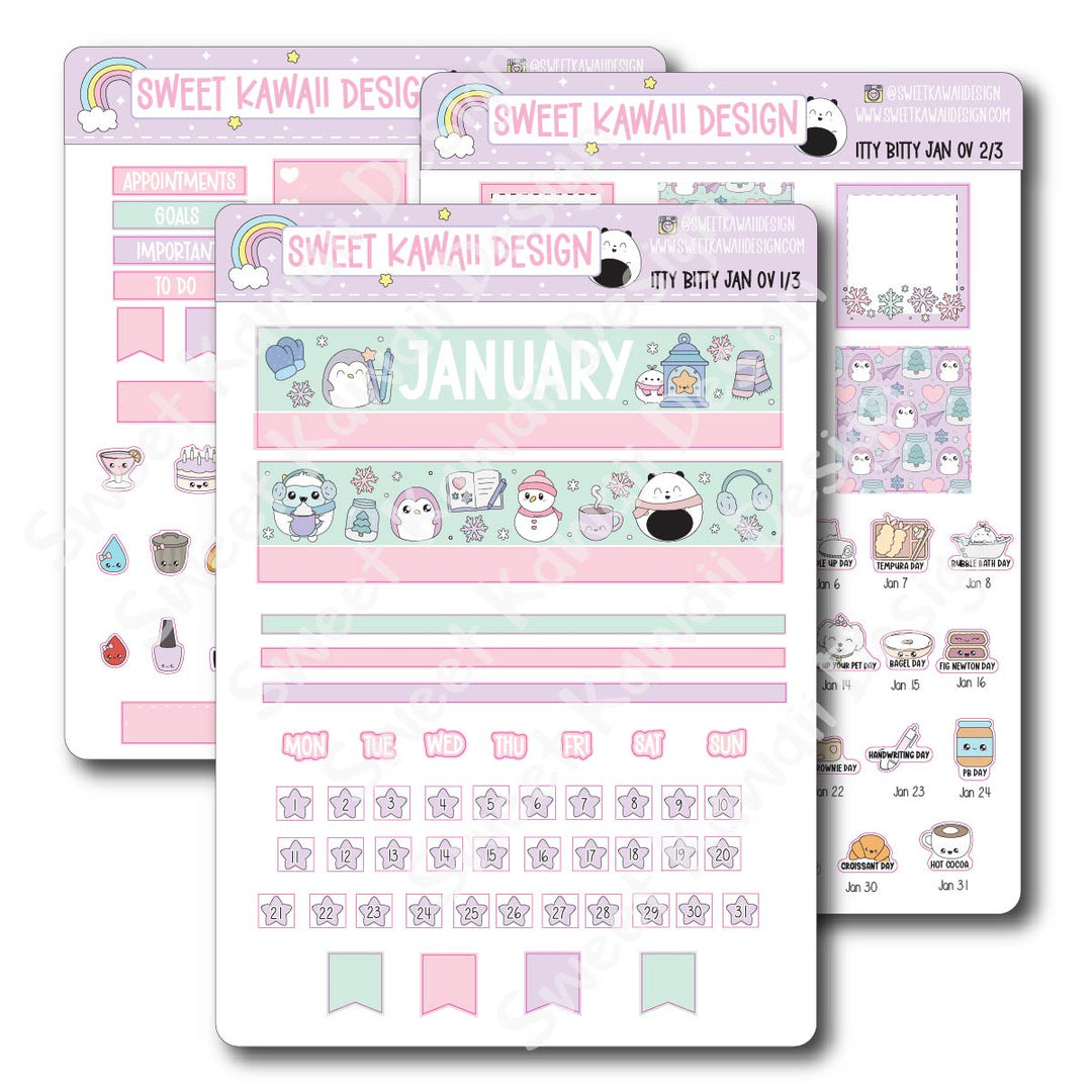 Itty Bitty January 2026 Monthly Overview Stickers