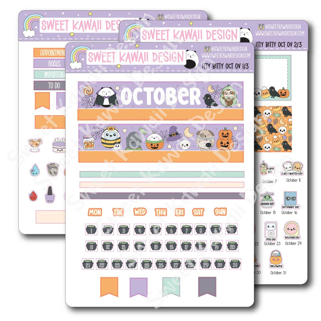 Itty Bitty October 2026 Monthly Overview Stickers