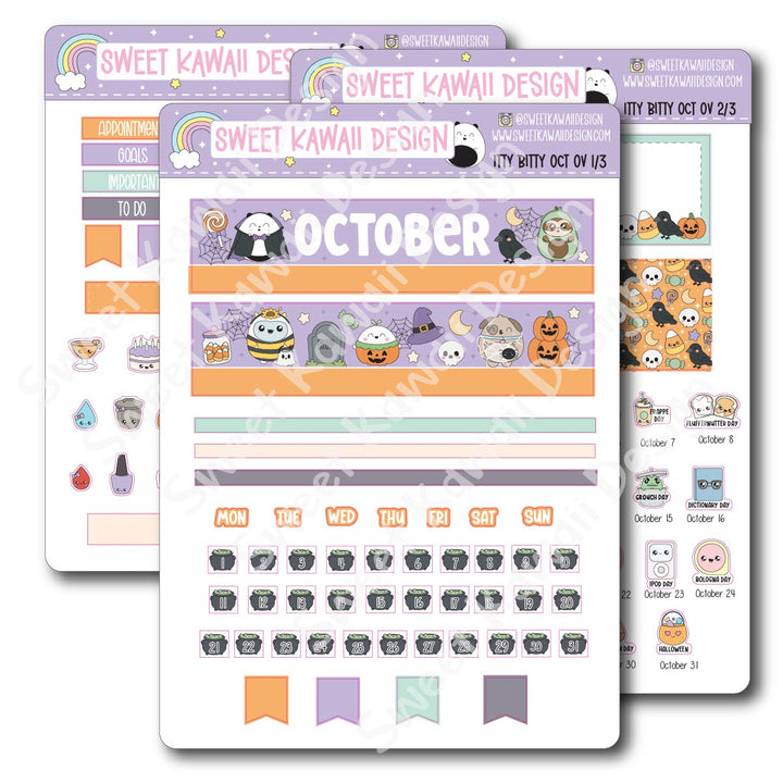 Itty Bitty October 2026 Monthly Overview Stickers
