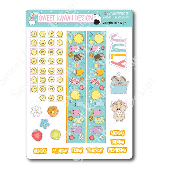 July 2025 Monthly Overview Stickers - Journal