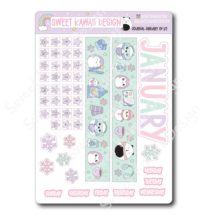 January 2026 Monthly Overview Stickers - Journal