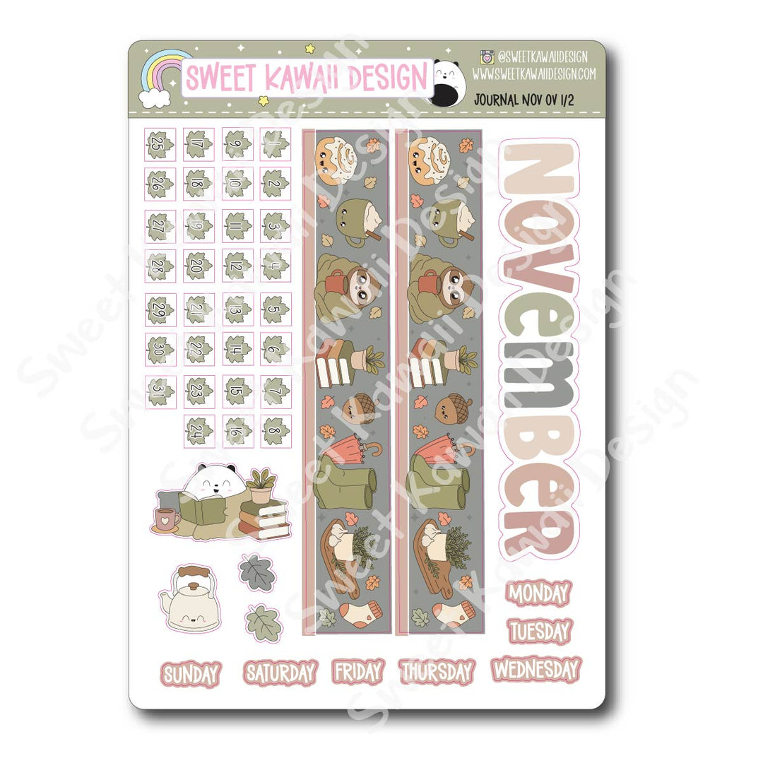 November 2026 Monthly Overview Stickers - Journal