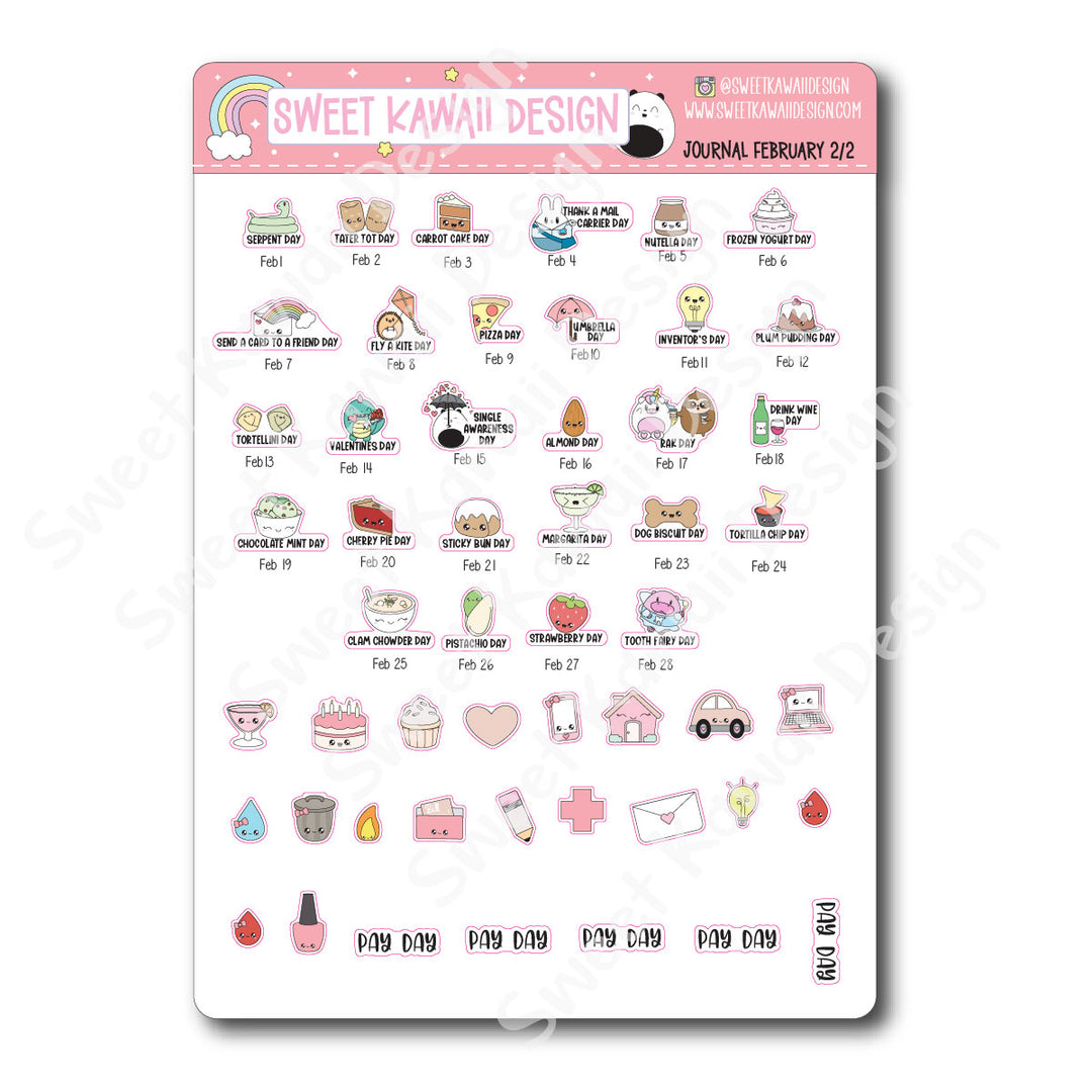 February 2026 Monthly Overview Stickers - Journal