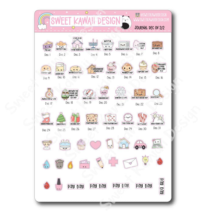December 2026 Monthly Overview Stickers - Journal