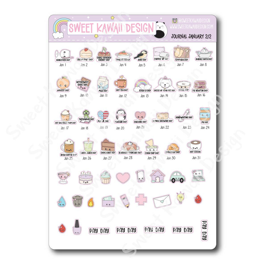 January 2026 Monthly Overview Stickers - Journal