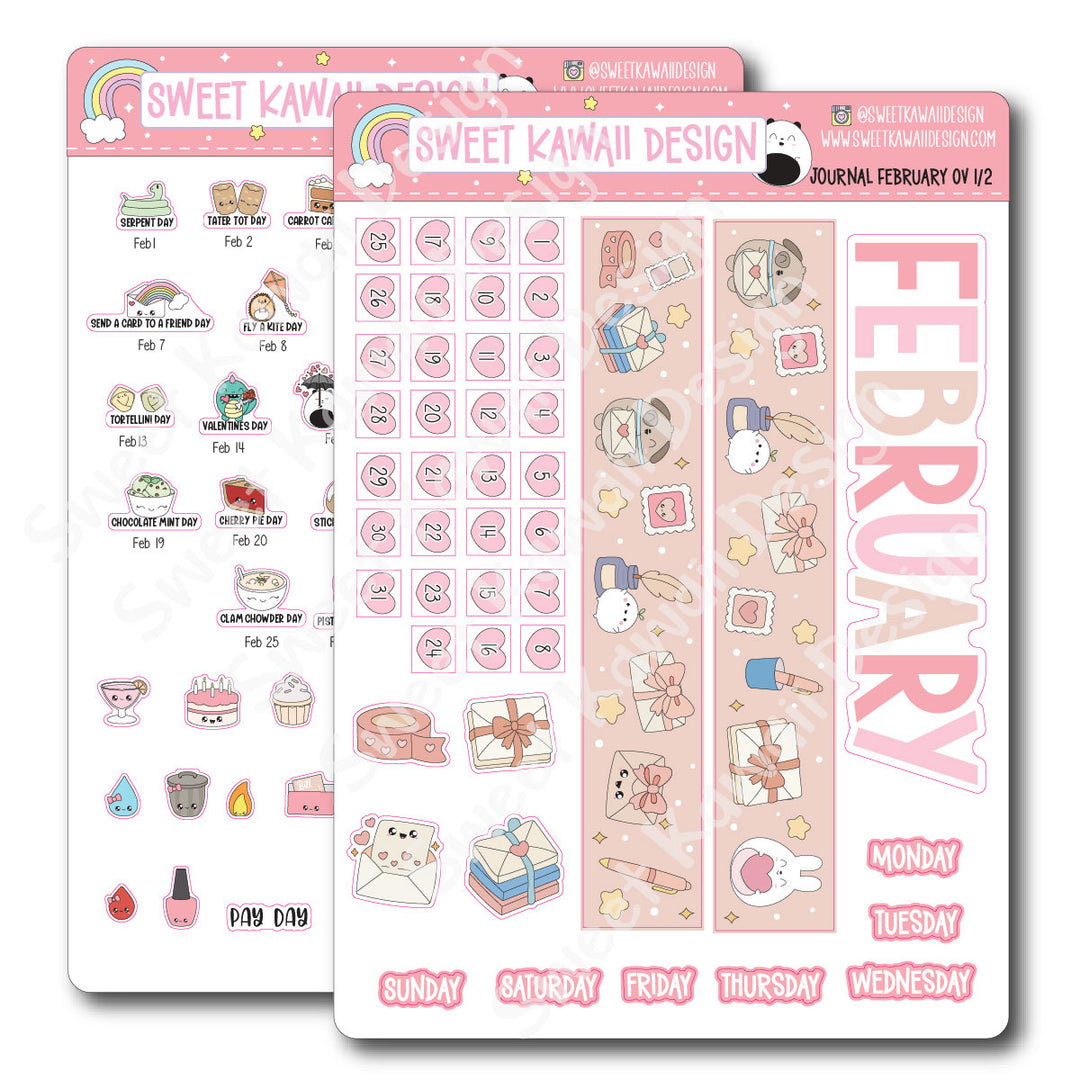 February 2026 Monthly Overview Stickers - Journal