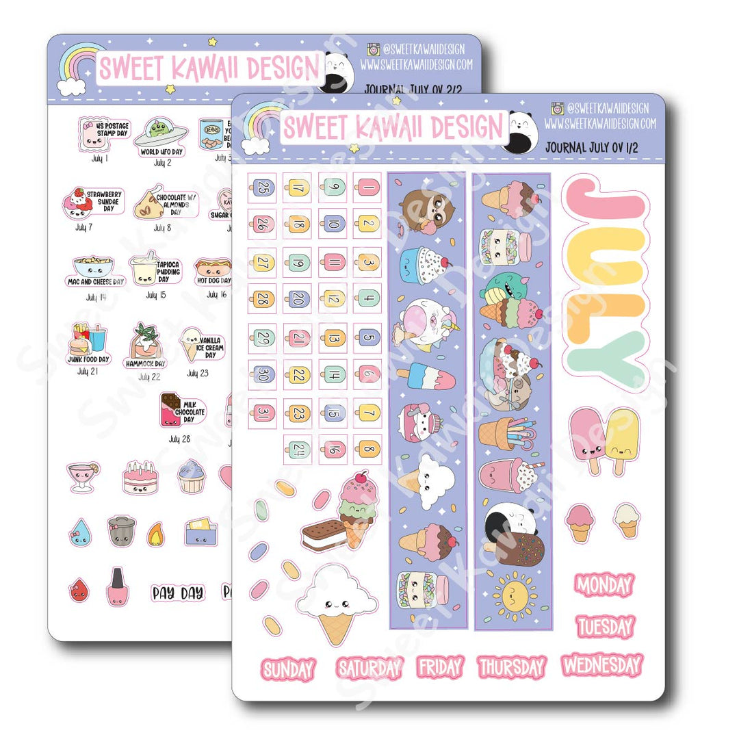July 2026 Monthly Overview Stickers - Journal