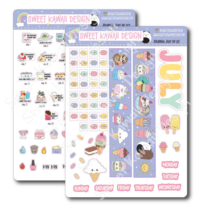 July 2026 Monthly Overview Stickers - Journal