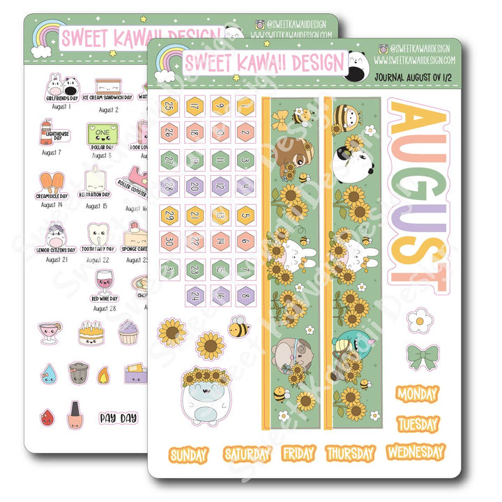 August 2026 Monthly Overview Stickers - Journal