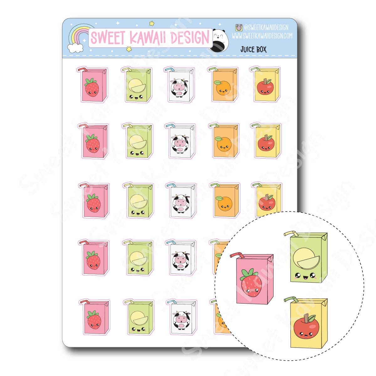 Kawaii Juice Box Stickers