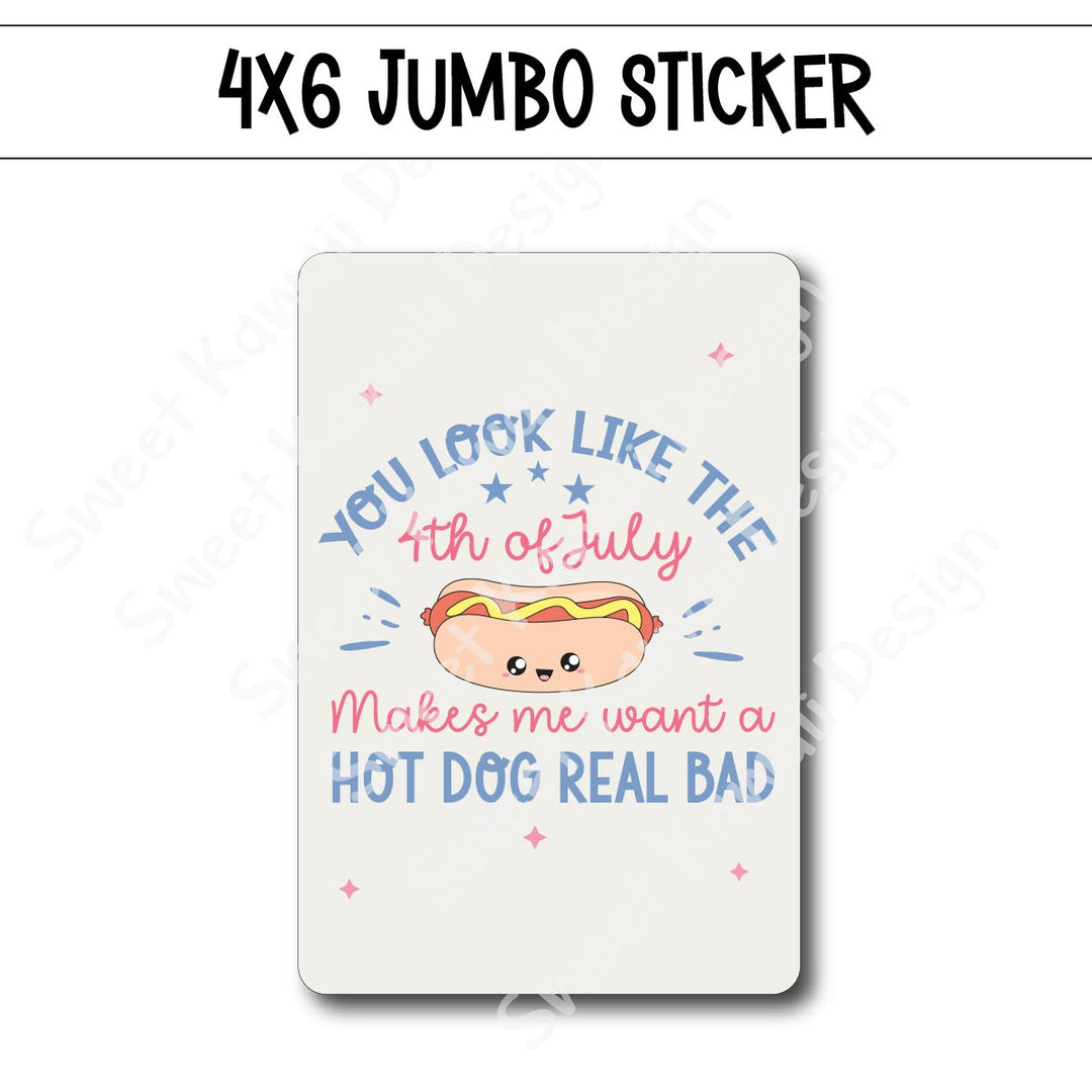 Kawaii Jumbo Sticker - 4th of July - Size Options Available