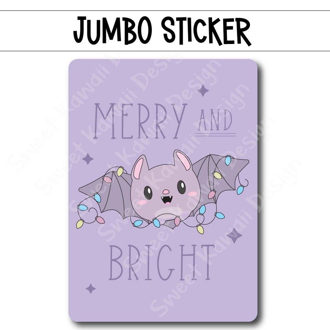 Kawaii Jumbo Sticker - Bats Merry and Bright - Size Options Available