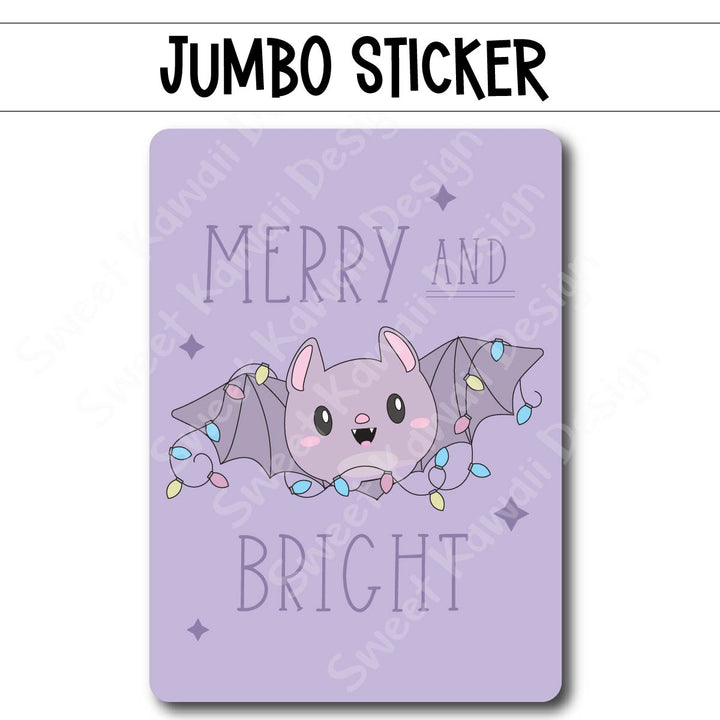 Kawaii Jumbo Sticker - Bats Merry and Bright - Size Options Available
