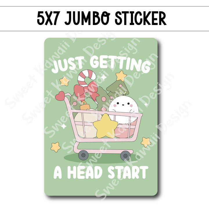 Kawaii Jumbo Sticker - Christmas Head Start