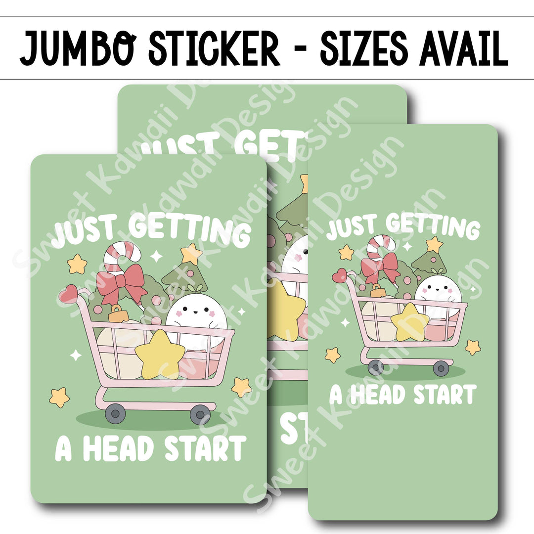 Kawaii Jumbo Sticker - Christmas Head Start