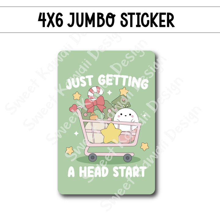 Kawaii Jumbo Sticker - Christmas Head Start