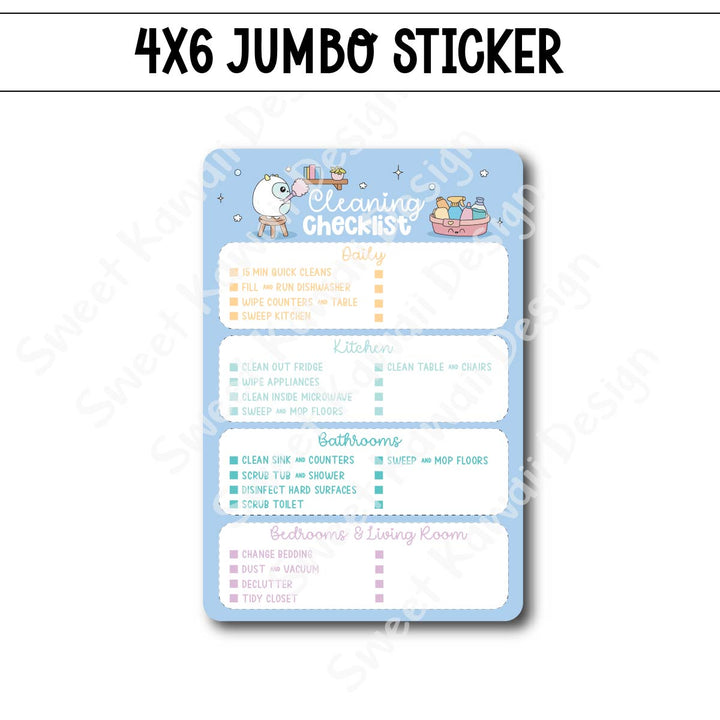 Kawaii Jumbo Sticker - Cleaning Checklist