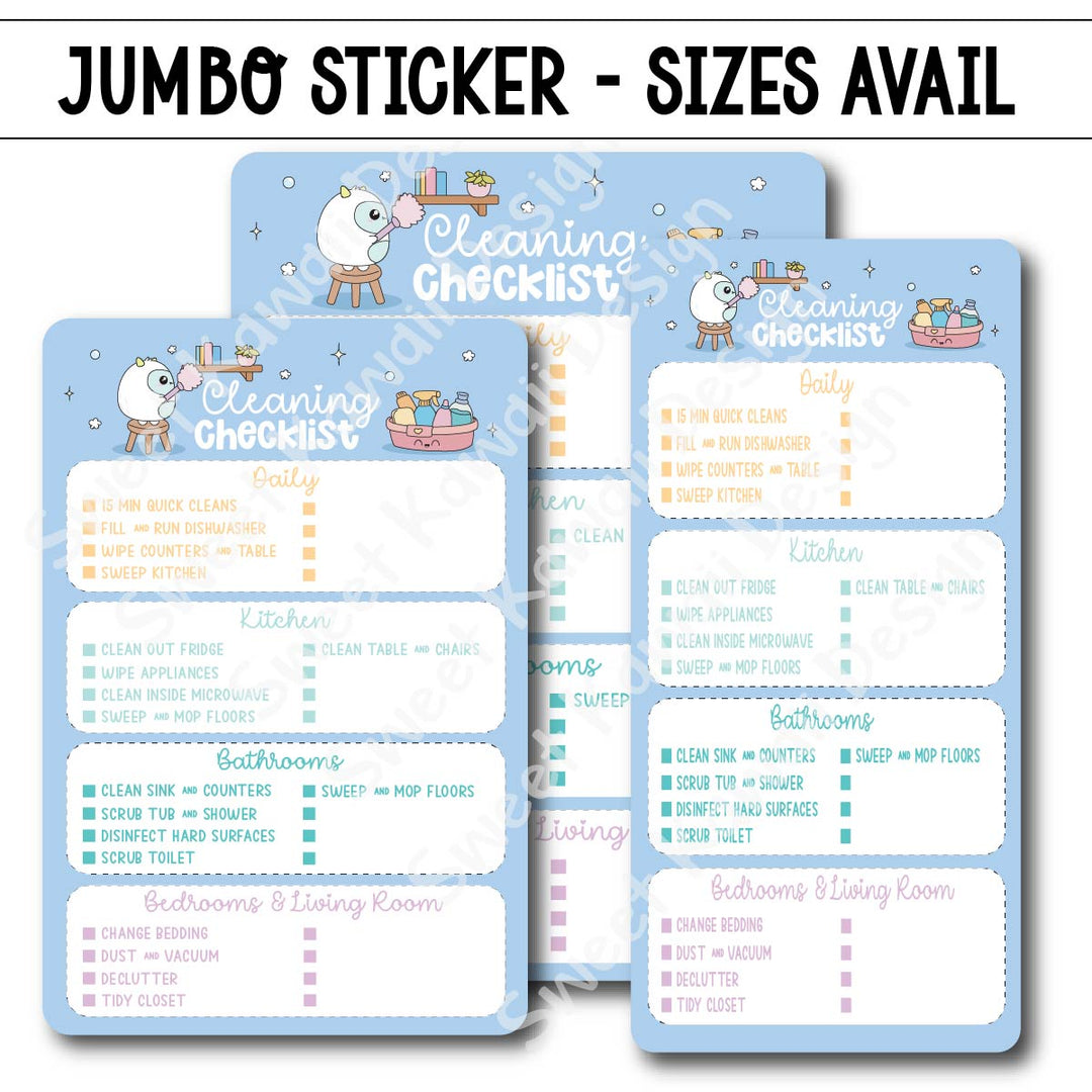 Kawaii Jumbo Sticker - Cleaning Checklist