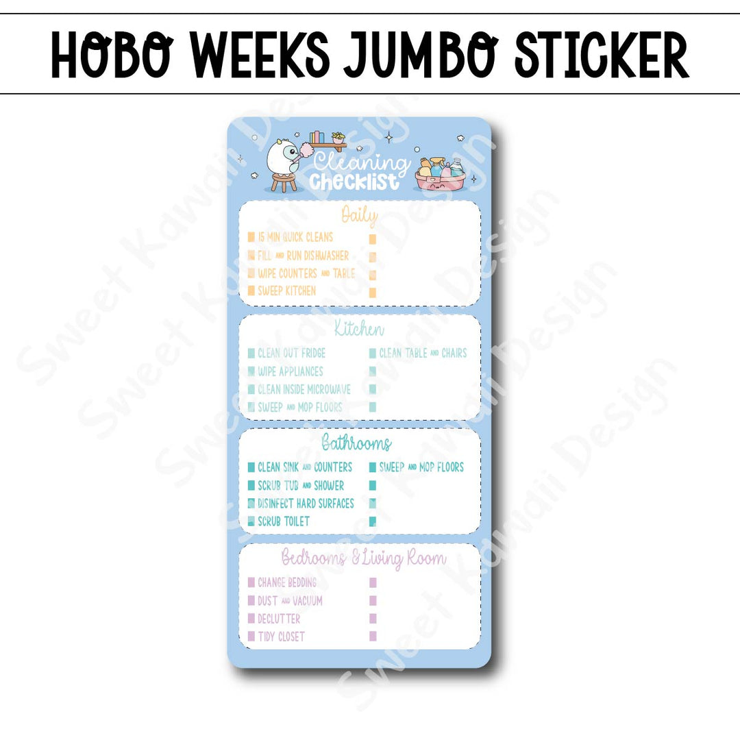 Kawaii Jumbo Sticker - Cleaning Checklist
