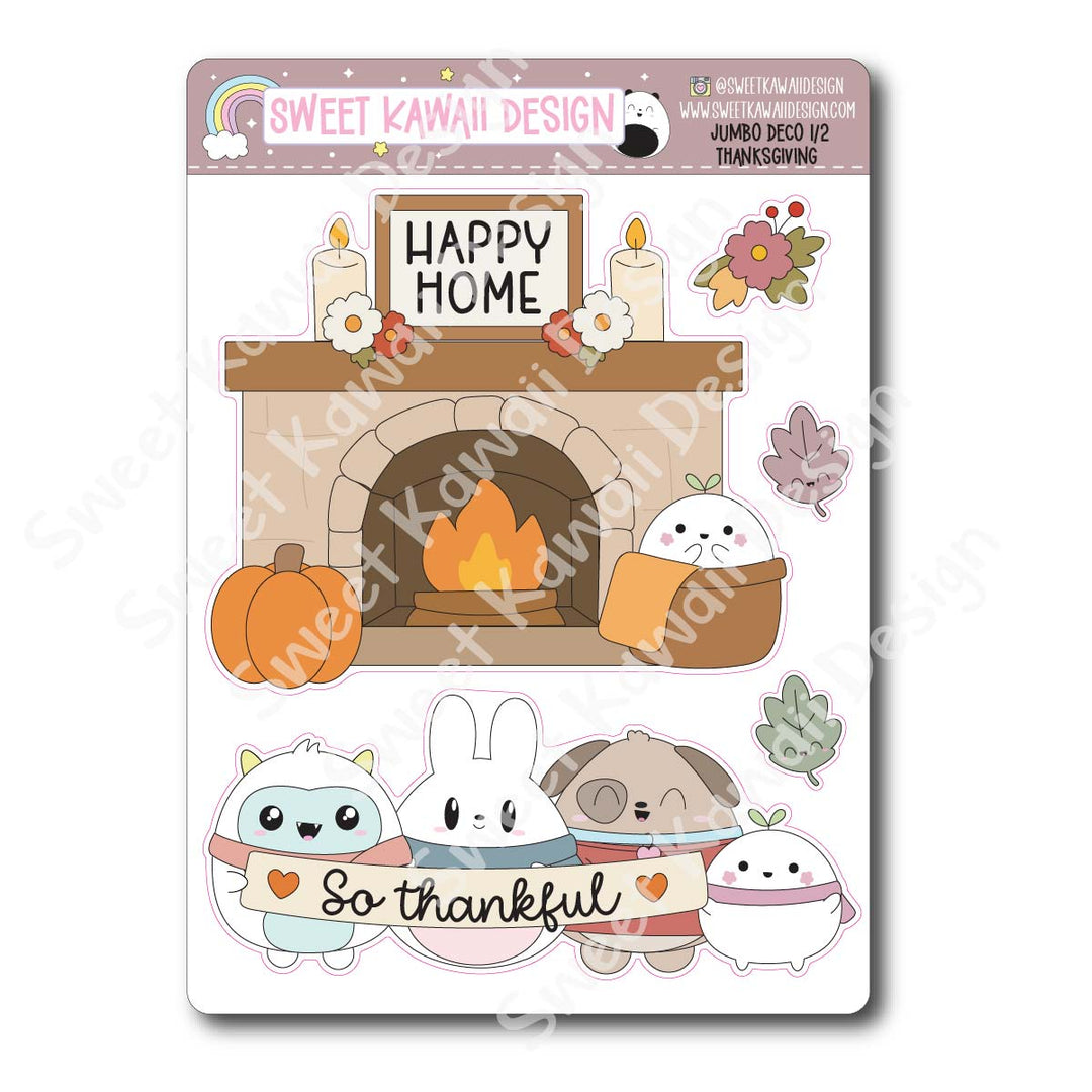 Kawaii Jumbo Deco Stickers - Thanksgiving
