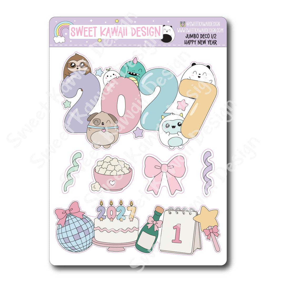 Kawaii Jumbo Deco Stickers - Happy New Year