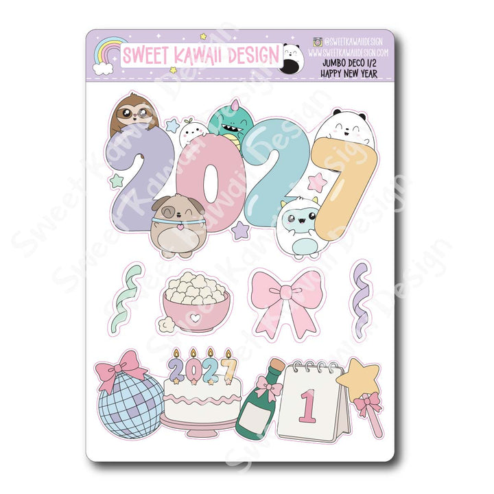 Kawaii Jumbo Deco Stickers - Happy New Year