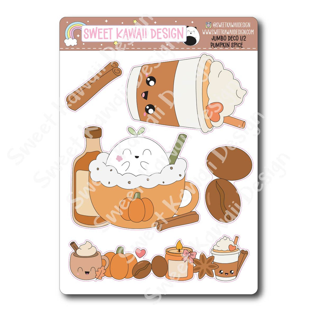 Kawaii Jumbo Deco Stickers - Pumpkin Spice Latte