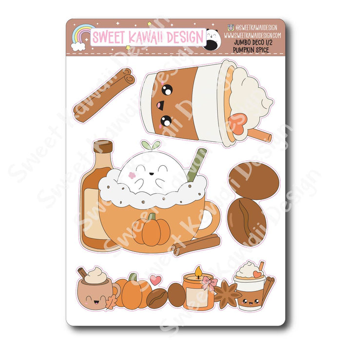 Kawaii Jumbo Deco Stickers - Pumpkin Spice Latte