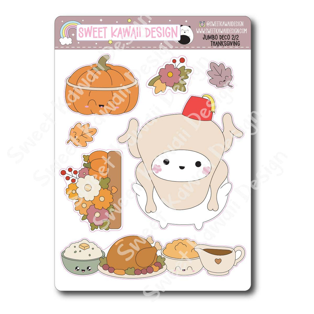 Kawaii Jumbo Deco Stickers - Thanksgiving