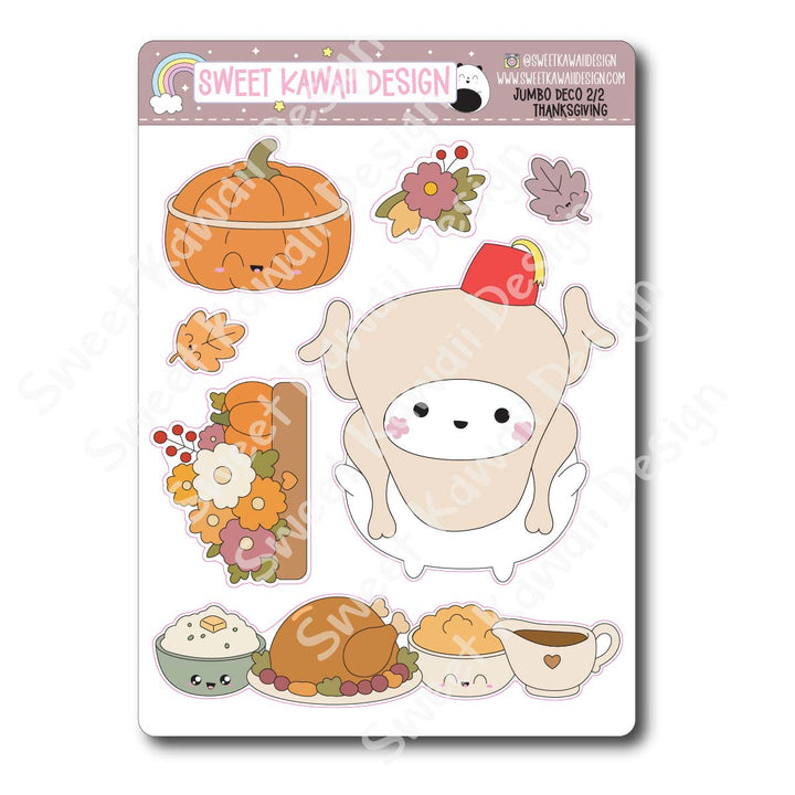 Kawaii Jumbo Deco Stickers - Thanksgiving