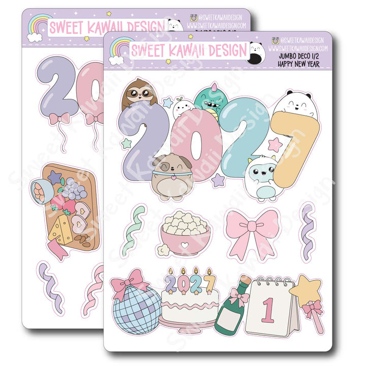 Kawaii Jumbo Deco Stickers - Happy New Year