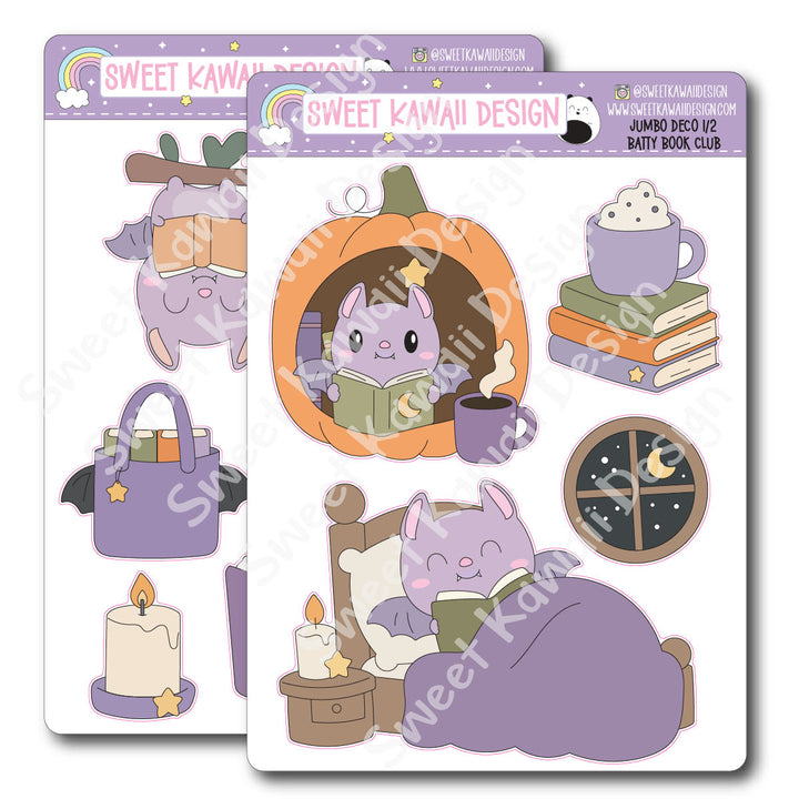 Kawaii Jumbo Deco Stickers - Batty Book Club