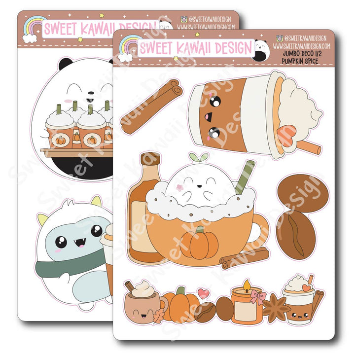 Kawaii Jumbo Deco Stickers - Pumpkin Spice Latte
