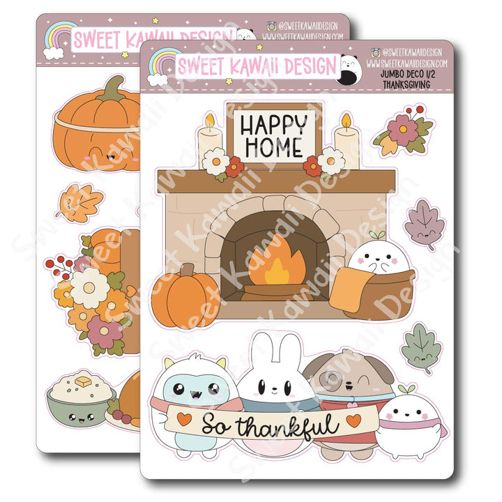 Kawaii Jumbo Deco Stickers - Thanksgiving