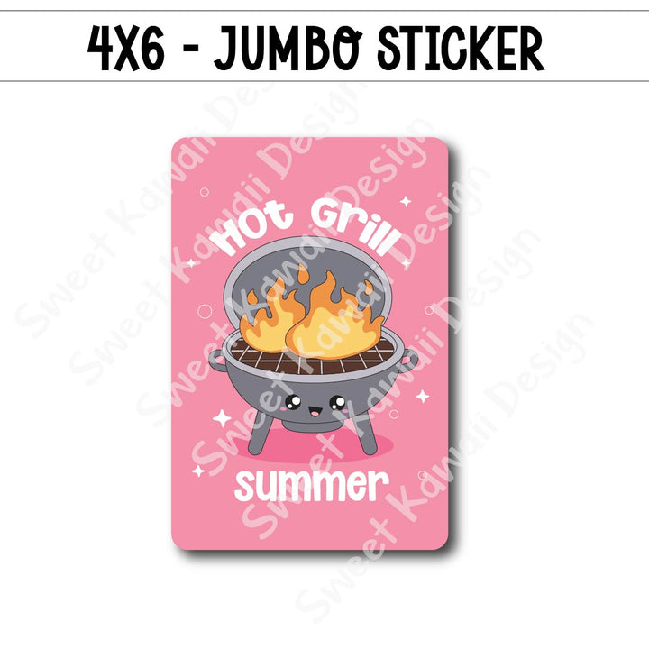 Kawaii Jumbo Sticker - Hot Grill Summer