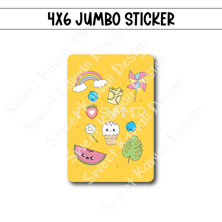 Kawaii Jumbo Sticker - I Love Summer  - Size Options Available