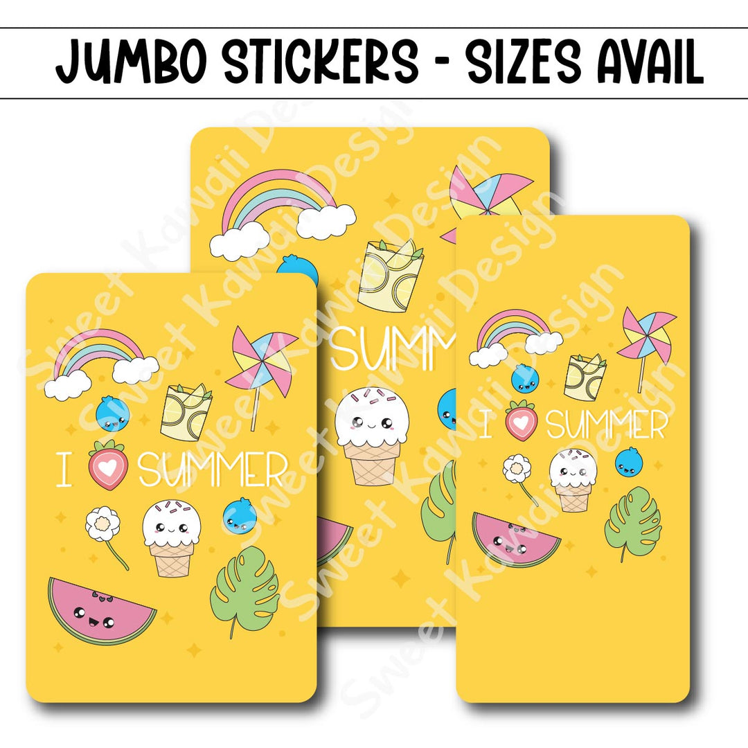 Kawaii Jumbo Sticker - I Love Summer  - Size Options Available