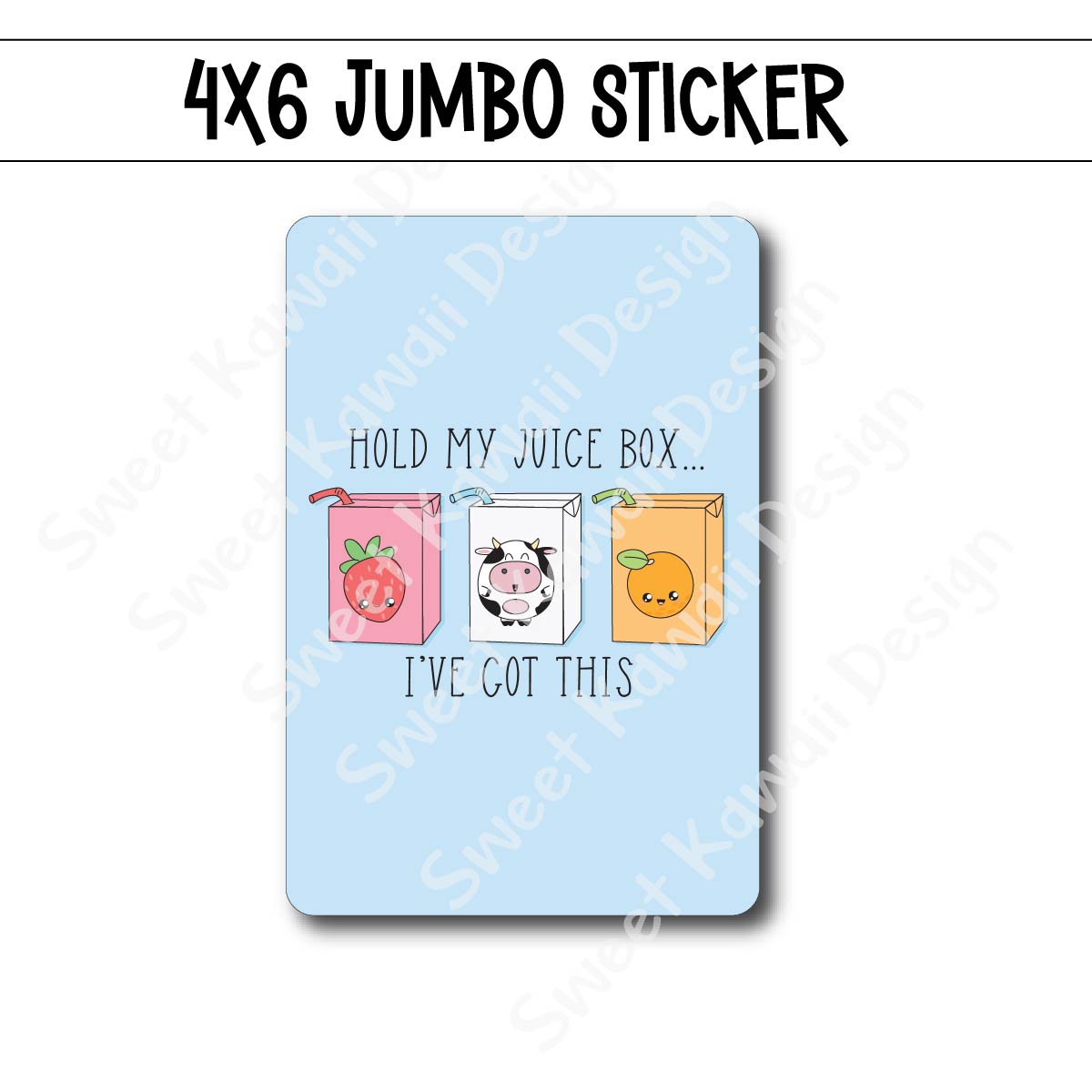 Kawaii Jumbo Sticker - Juice Box - Size Options Available