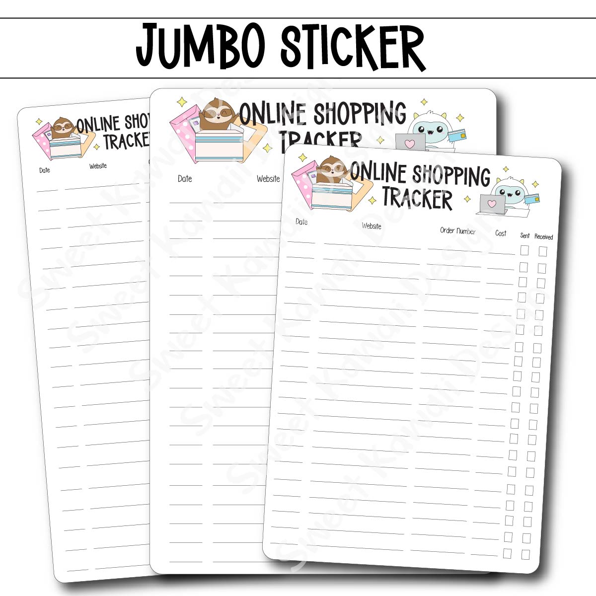Kawaii Jumbo Sticker - Online Shopping Tracker - Size Options Available