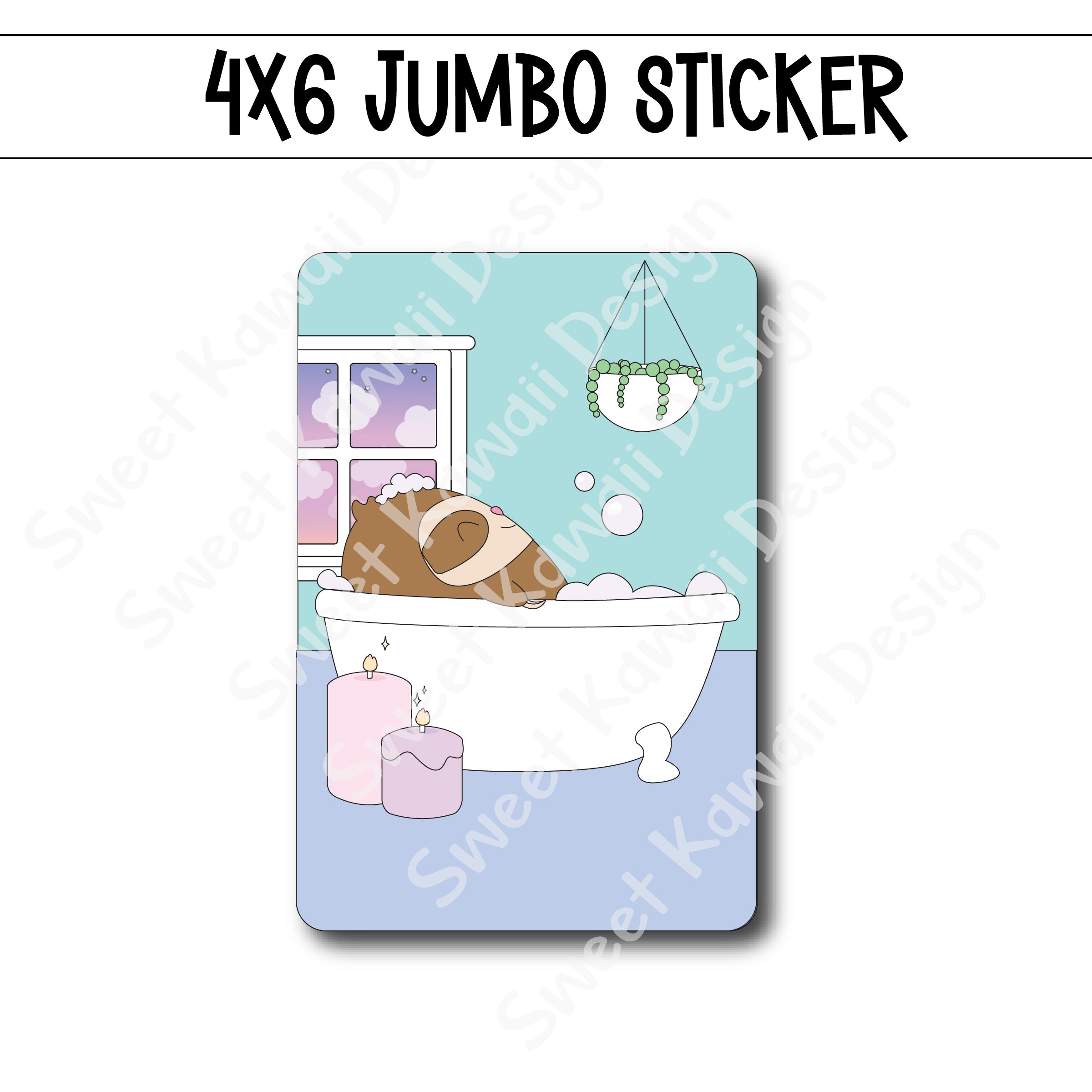 Kawaii Jumbo Sticker - Simon Bathtub - Size Options Available