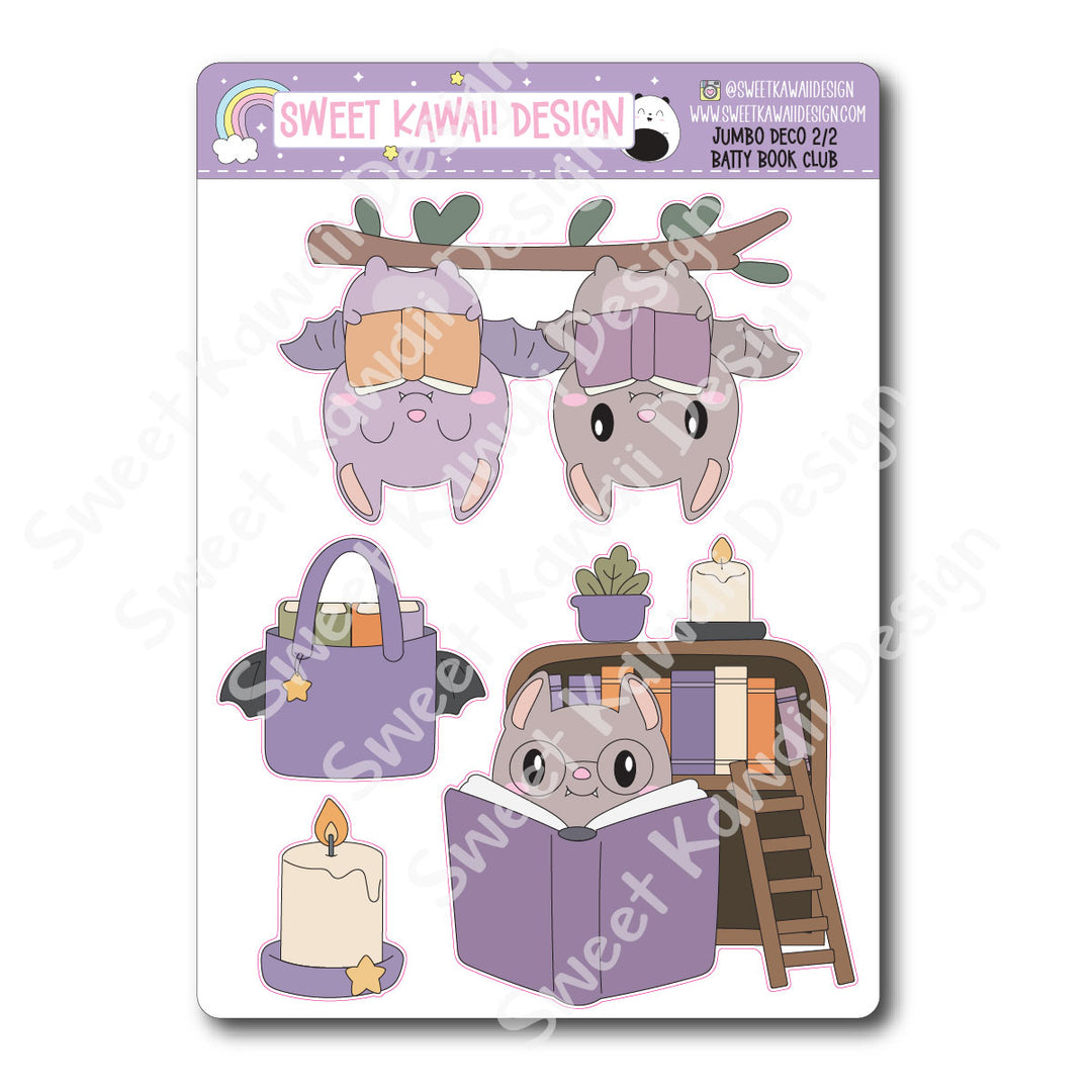 Kawaii Jumbo Deco Stickers - Batty Book Club