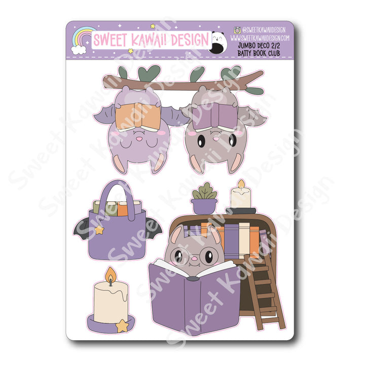 Kawaii Jumbo Deco Stickers - Batty Book Club