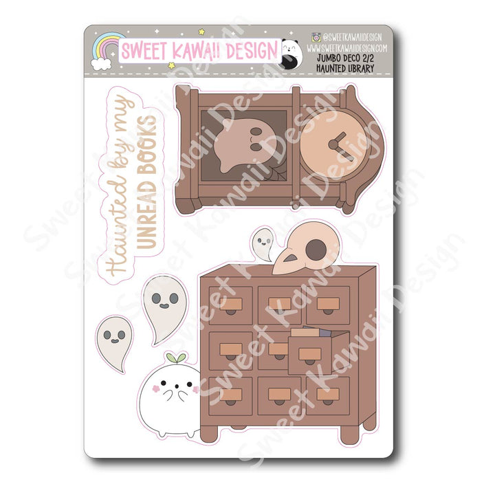 Kawaii Jumbo Deco Stickers - Haunted Library