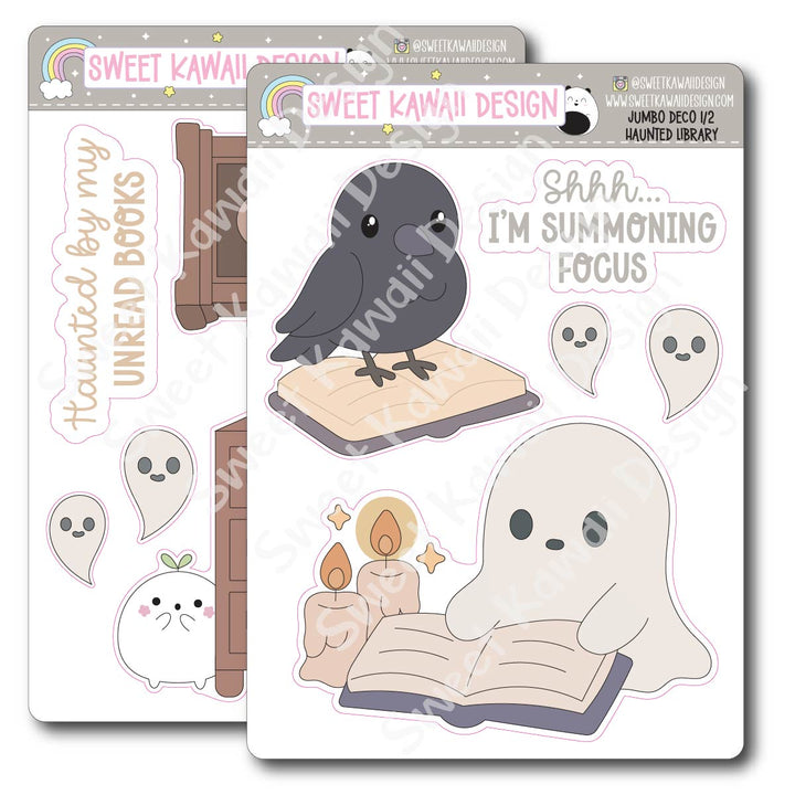 Kawaii Jumbo Deco Stickers - Haunted Library
