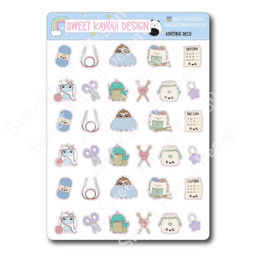 Kawaii Knitting Deco Stickers