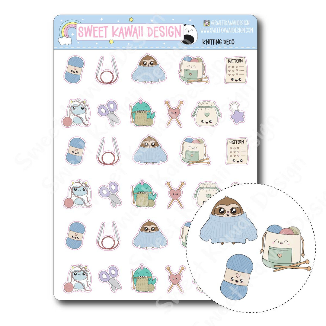 Kawaii Knitting Deco Stickers