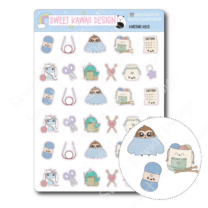 Kawaii Knitting Deco Stickers