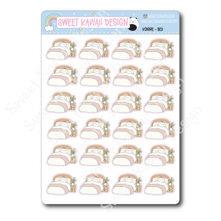 Kawaii Konnie Stickers - Bed