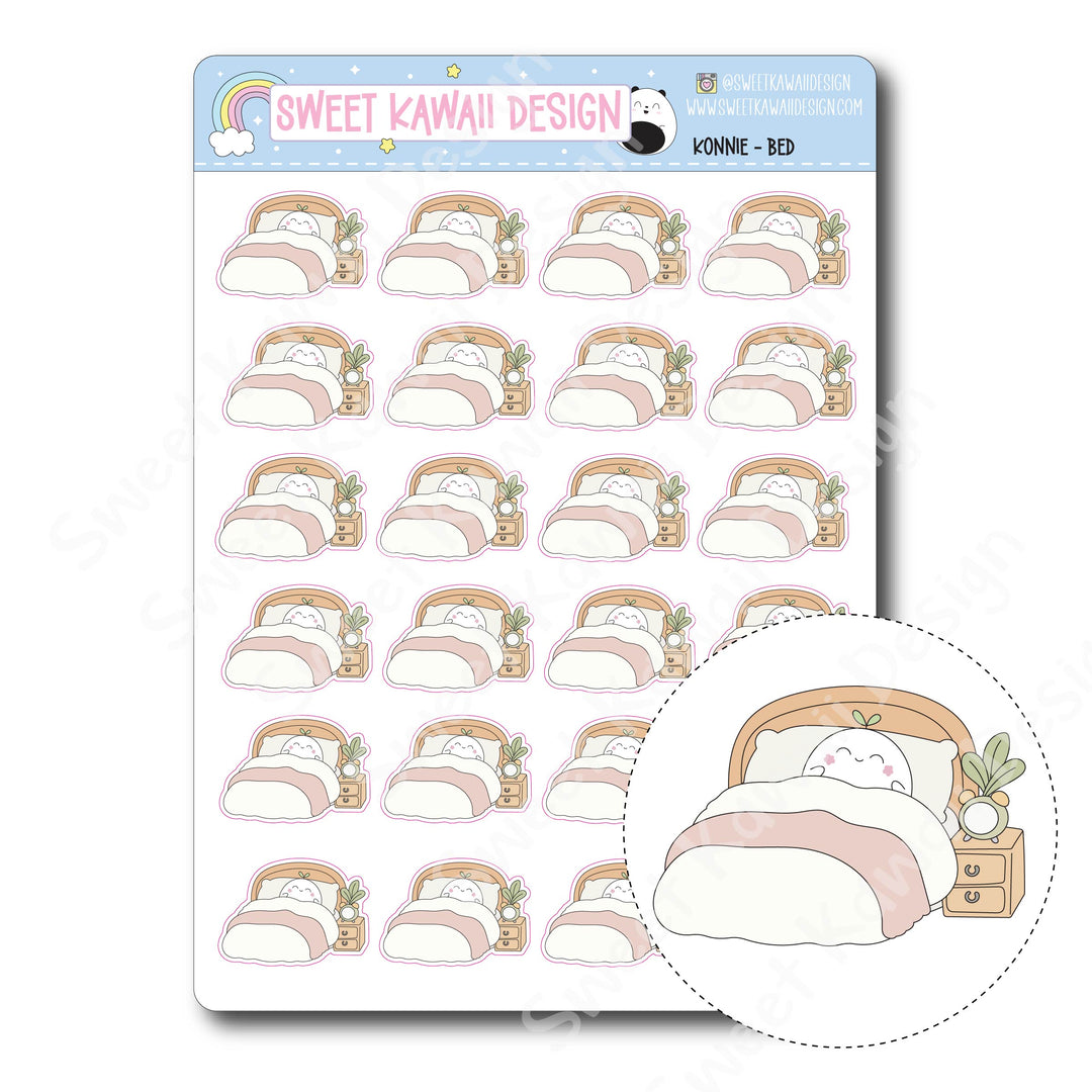 Kawaii Konnie Stickers - Bed
