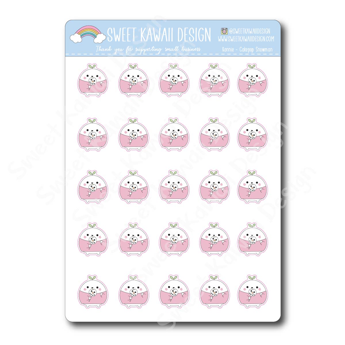 Kawaii Konnie Stickers - Cakepop Snowman